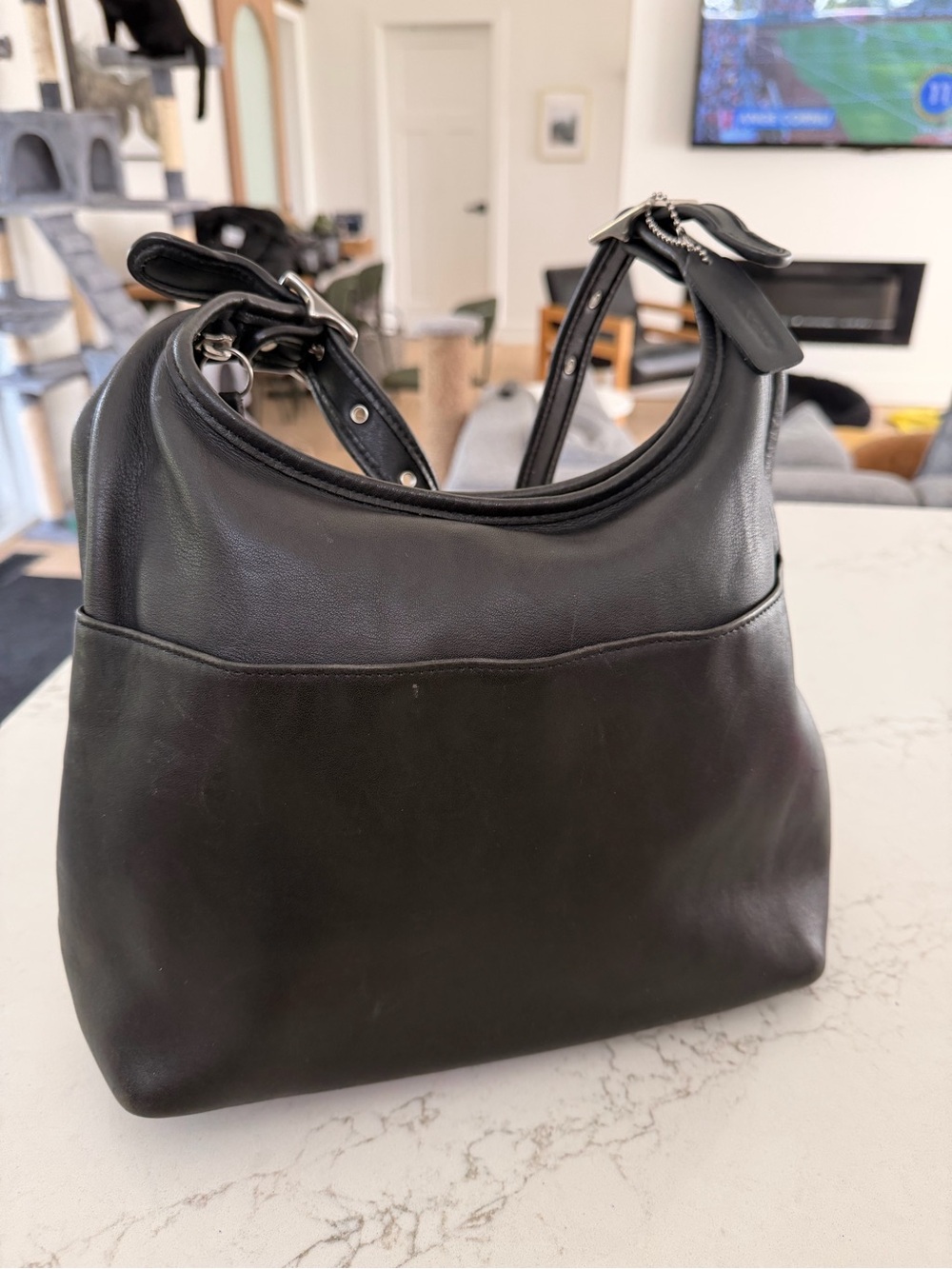 Coach Black Leather Hobo Shoulder Bag
